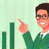 Client smiling at progress chart